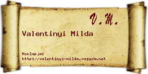 Valentinyi Milda névjegykártya